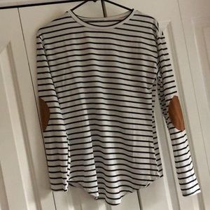Striped Elbow Patch Shirt